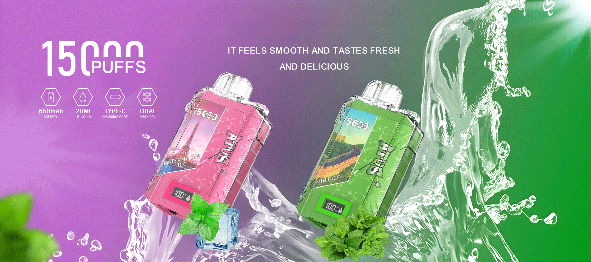DE017 Vaper Desechable Puffs 15000 Caladas Vapers ATVS Vape