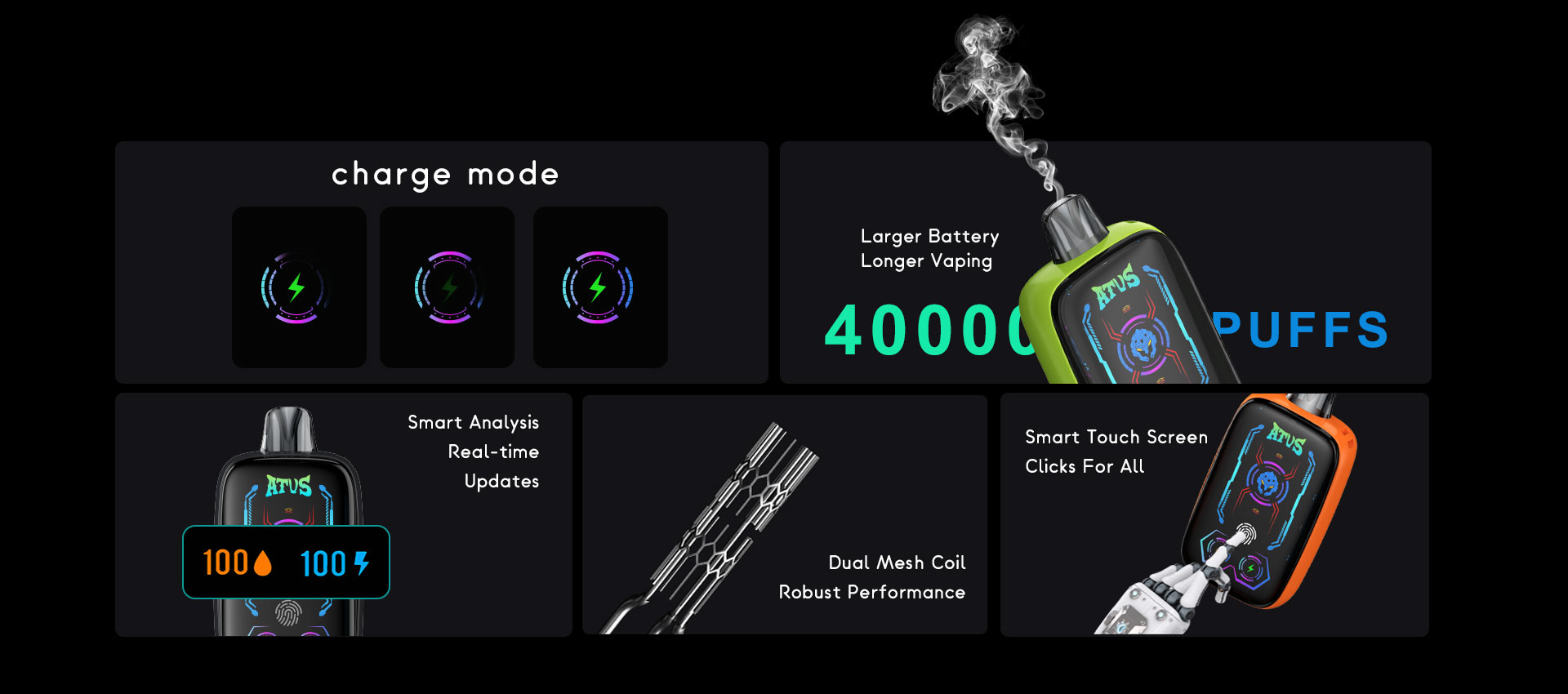 DE023 Vaper Desechable Puffs 40000 Caladas Vapers ATVS Vape