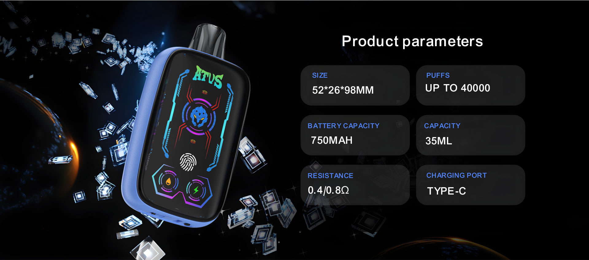 DE023 Vaper Desechable Puffs 40000 Caladas Vapers ATVS Vape