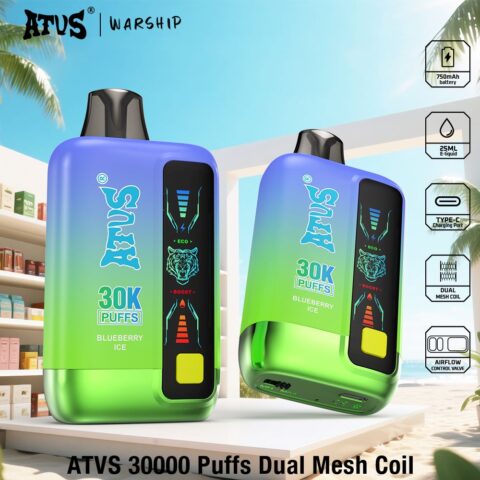 DE026 30000 Puffs Vape desechable con pantalla LED y flujo de aire ajustable ATVS Vape