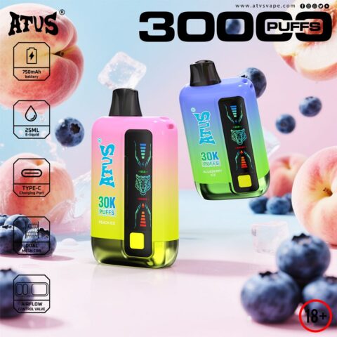 DE026 30000 Puffs Vape desechable con pantalla LED y flujo de aire ajustable ATVS Vape