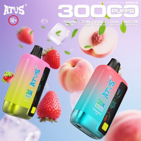 DE026 30000 Puffs Vape desechable con pantalla LED y flujo de aire ajustable ATVS Vape