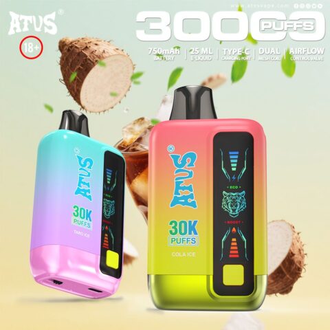 DE026 30000 Puffs Vape desechable con pantalla LED y flujo de aire ajustable ATVS Vape