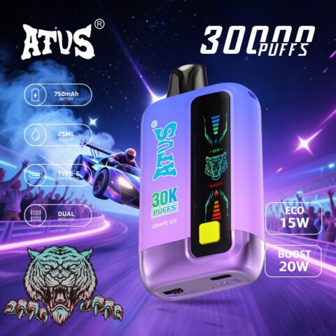 DE026 30000 Puffs Vape desechable con pantalla LED y flujo de aire ajustable ATVS Vape