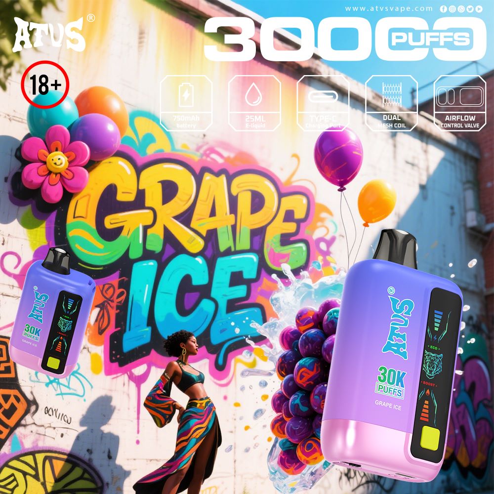DE026 30000 Puffs Vape desechable con pantalla LED y flujo de aire ajustable ATVS Vape