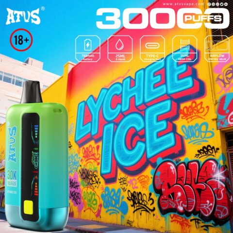 DE026 30000 Puffs Vape desechable con pantalla LED y flujo de aire ajustable ATVS Vape