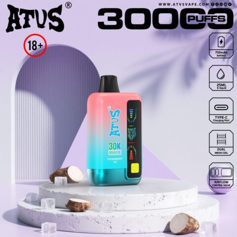 DE026 30000 Puffs Vape desechable con pantalla LED y flujo de aire ajustable ATVS Vape