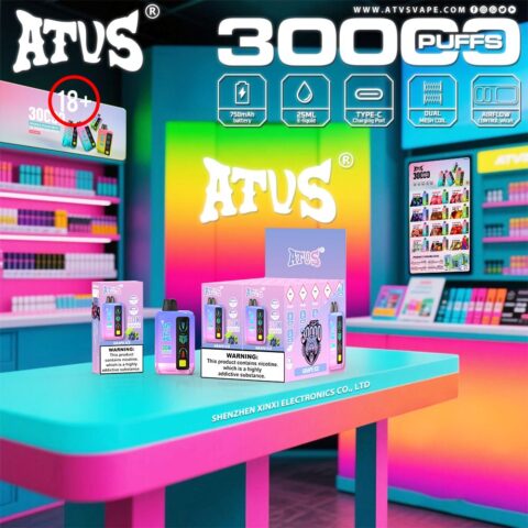 DE026 30000 Puffs Vape desechable con pantalla LED y flujo de aire ajustable ATVS Vape