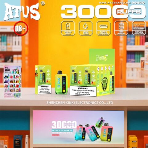 DE026 30000 Puffs Vape desechable con pantalla LED y flujo de aire ajustable ATVS Vape