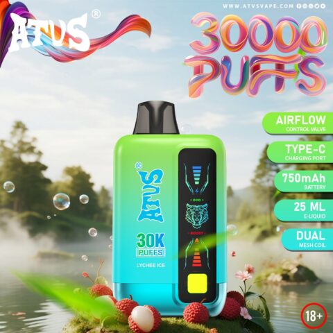 DE026 30000 Puffs Vape desechable con pantalla LED y flujo de aire ajustable ATVS Vape