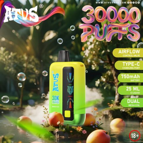 DE026 30000 Puffs Vape desechable con pantalla LED y flujo de aire ajustable ATVS Vape