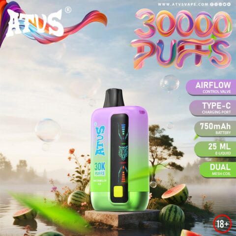 DE026 30000 Puffs Vape desechable con pantalla LED y flujo de aire ajustable ATVS Vape