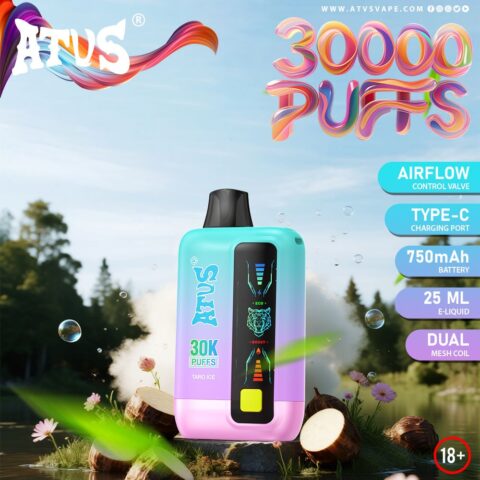 DE026 30000 Puffs Vape desechable con pantalla LED y flujo de aire ajustable ATVS Vape