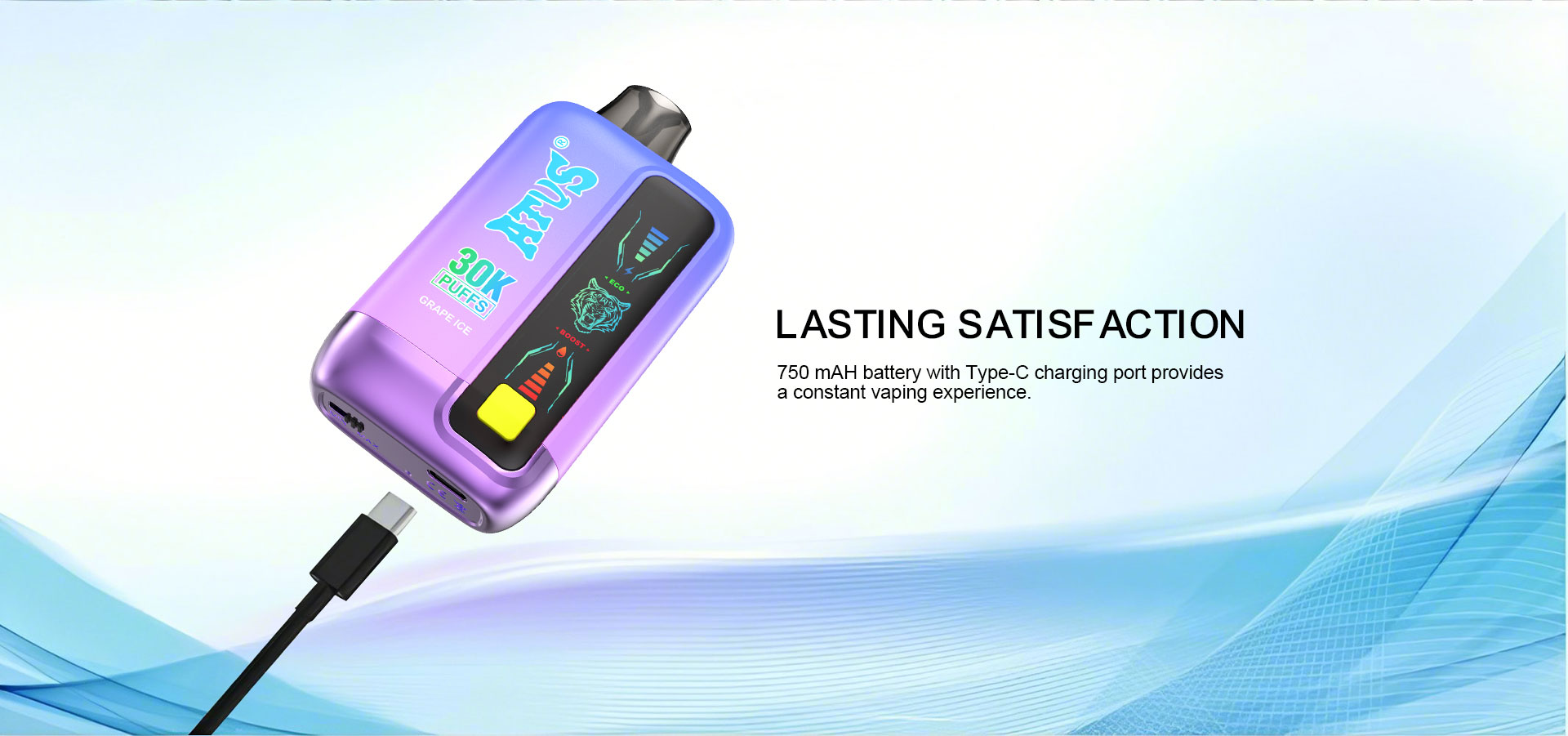 DE026 30000 Puffs Vape desechable con pantalla LED y flujo de aire ajustable ATVS Vape