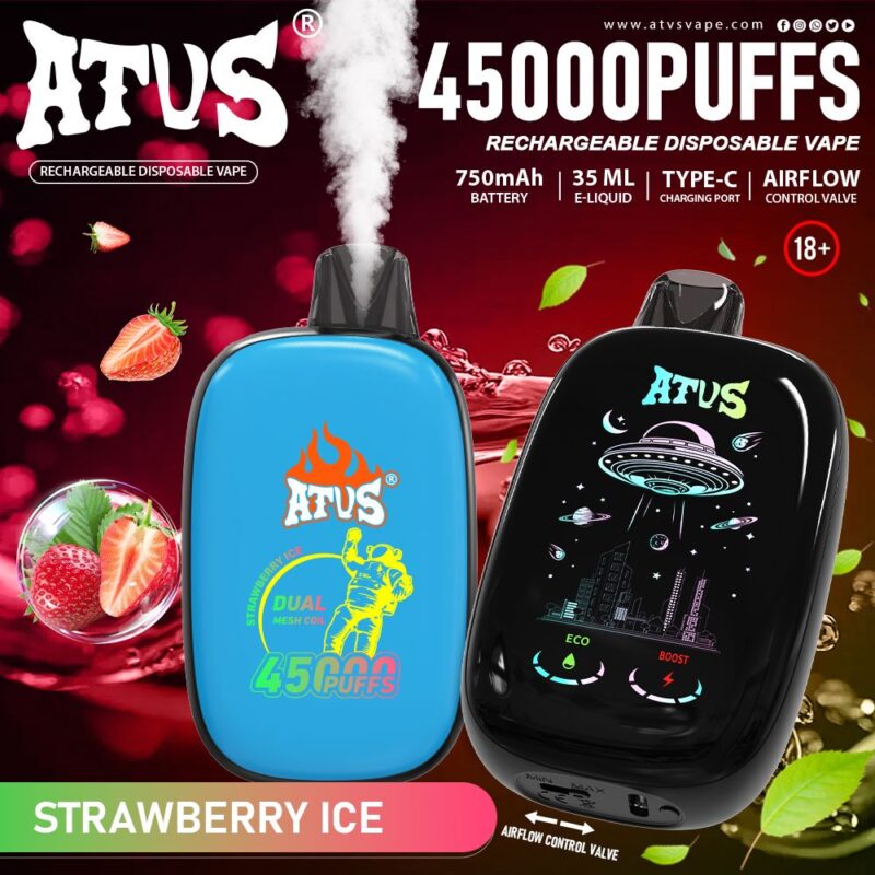 Vaper Desechable 45000 Caladas con flujo de aire ajustable y recargable ATVS E Cigarette USA Venta al por mayor Vape digital